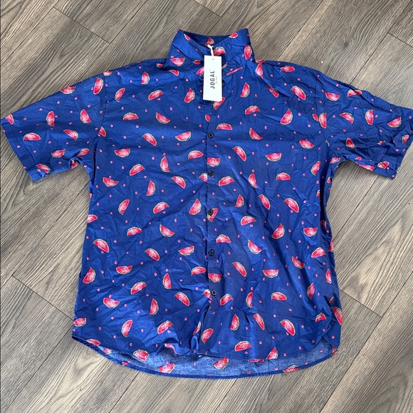 Jogal Other - Trendy Blue Watermelon Print Casual Shirt